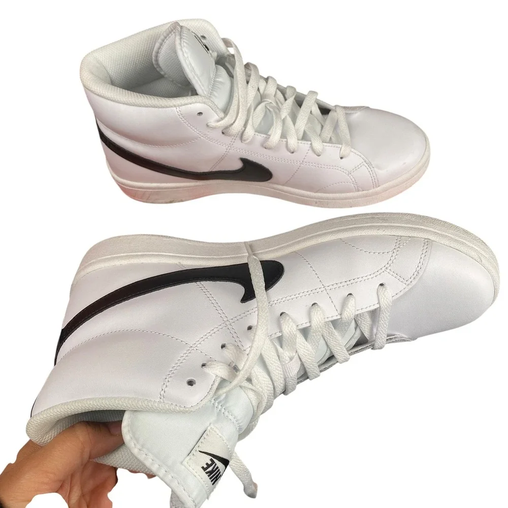 Nike Court Royale 8.5 Mid Men Shoes Sneakers‎ White Black Leather Comfort SU